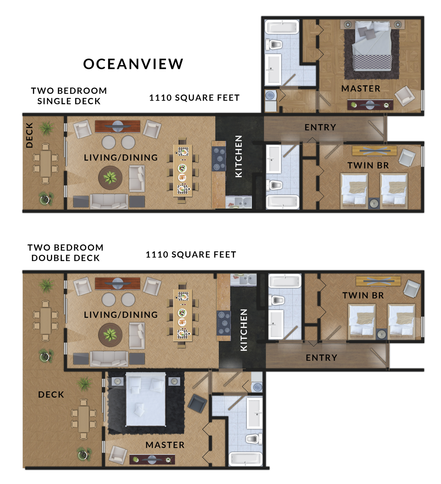 Ocean View 2 Bedroom Layout